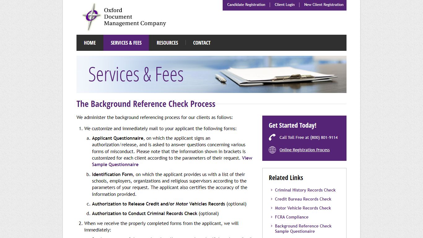 Oxford Document: The Background Reference Check Process